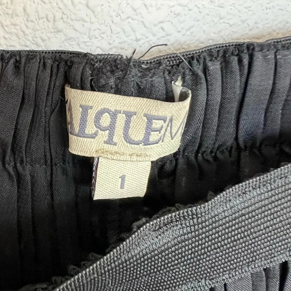 NWOT Alquema 3/4 Palazzo Pants Wide Leg Pleated Cropped Black Casual Women’s Sm - Picture 7 of 11